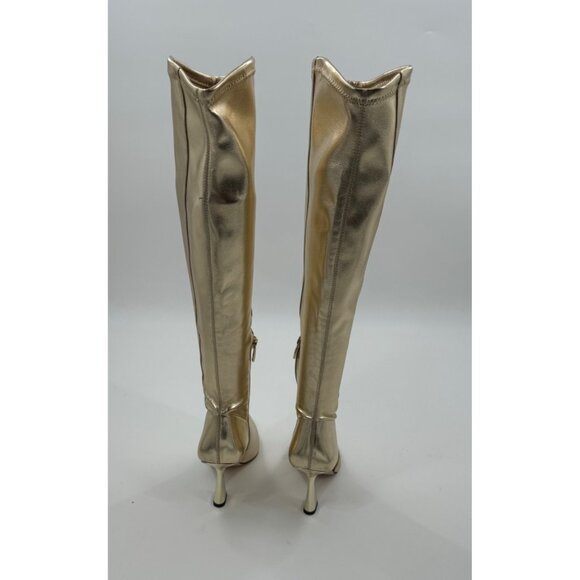 Franco Sarto Alta Gold Knee-High Pointed-Toe Boots  Heels Size 6.5 - Picture 6 of 10